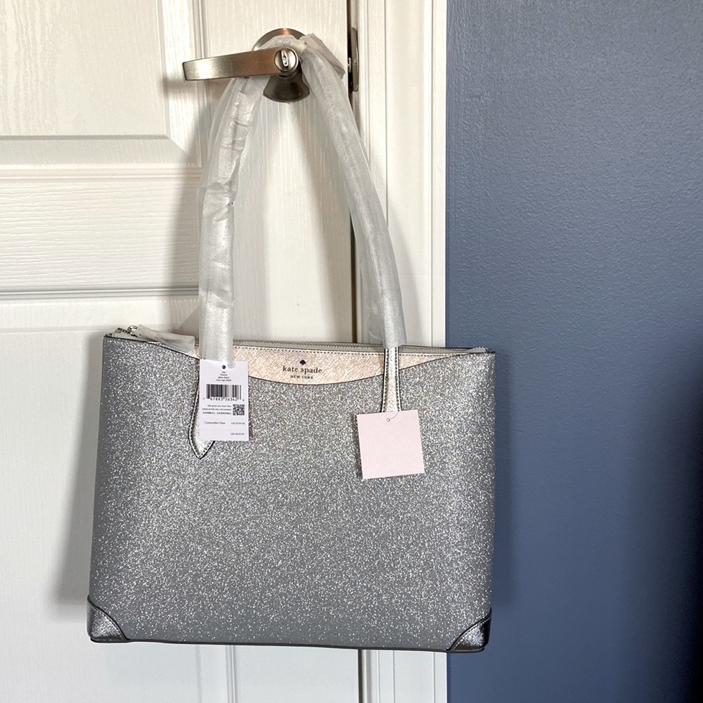 Kate Spade Silver Glitter Shimmy Tote